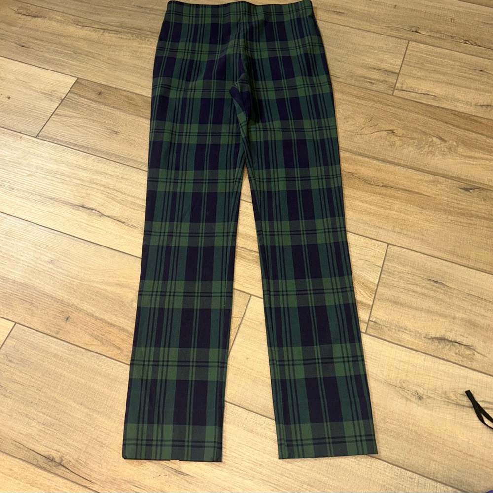 Gretchen Scott Plaidly Cooper Green Plaid Gripe Pull-On Pants Cropped Size Small